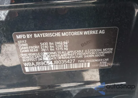 2018 BMW M550I xDrive from USA, damaged, VIN WBAJB9C54JB035427